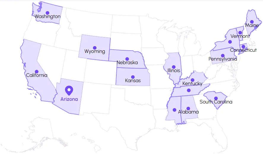 U.S. map of states the buyer is interested in